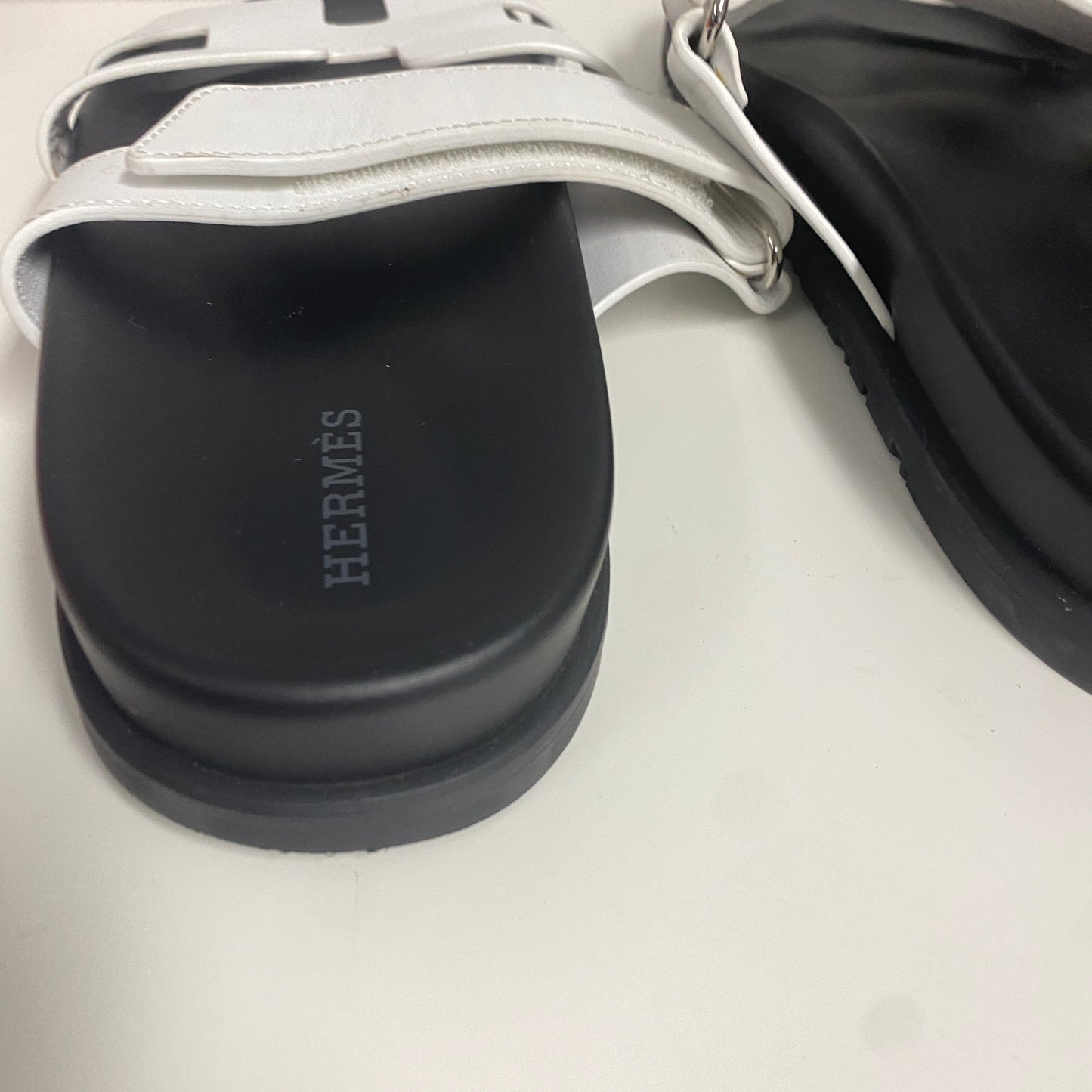 Hermes White Chypre Sandals Size 40.5