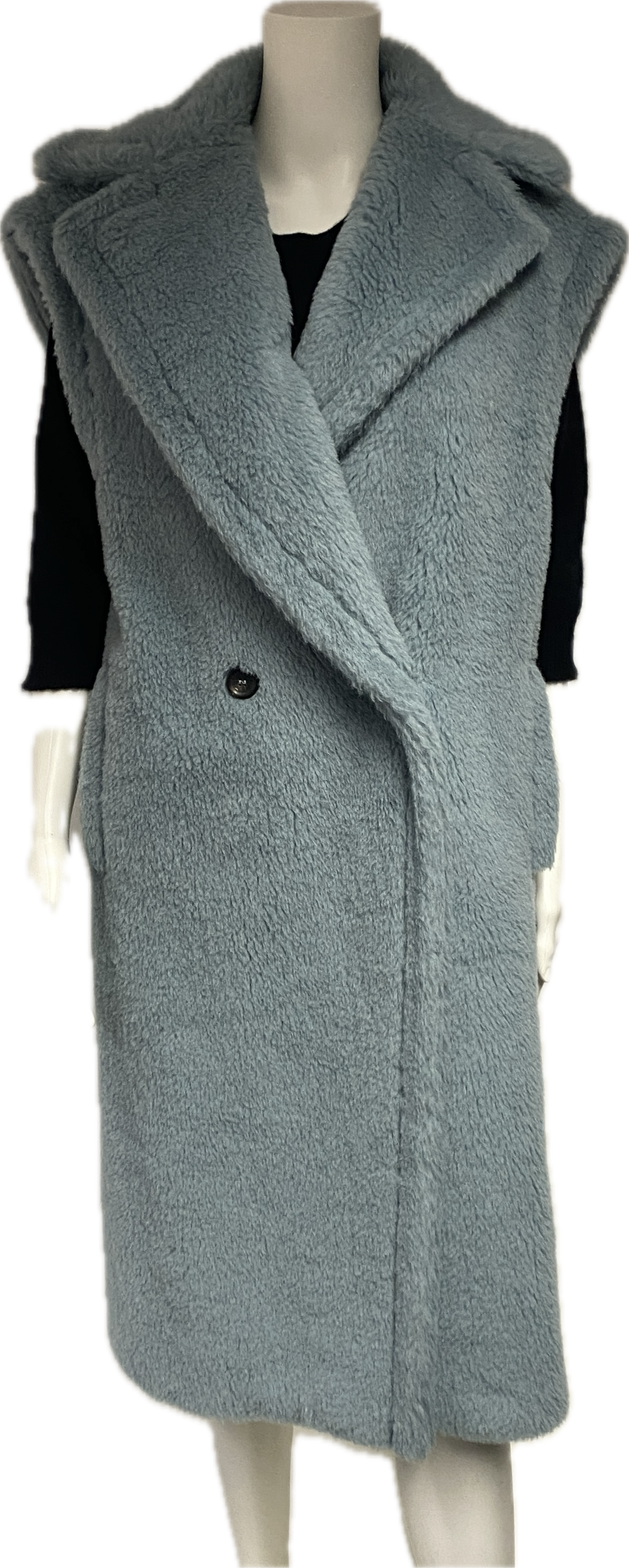 Max Mara Blue Alpaca Gettata Vest teddy coat size XS