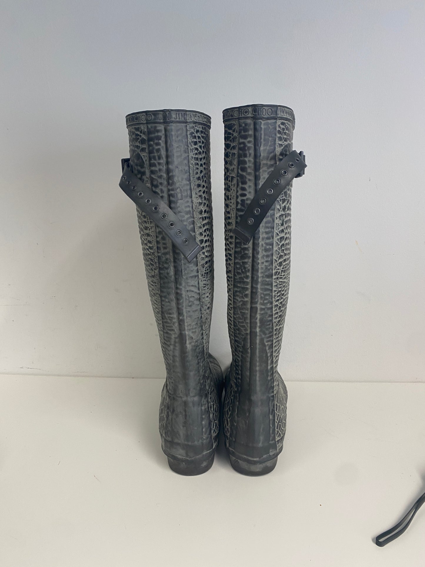 Jimmy Choo x Hunter grey Wellington boots size 3