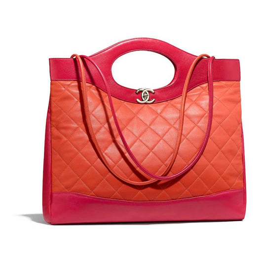 Chanel Orange & Pink Lambskin leather Chanel 31 Shopping Tote Bag