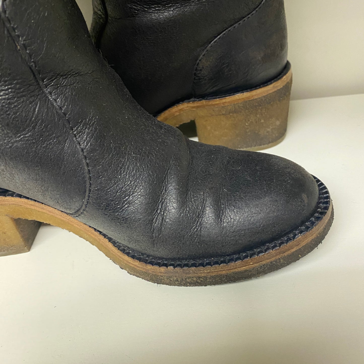 Chanel black leather CC boots size 36