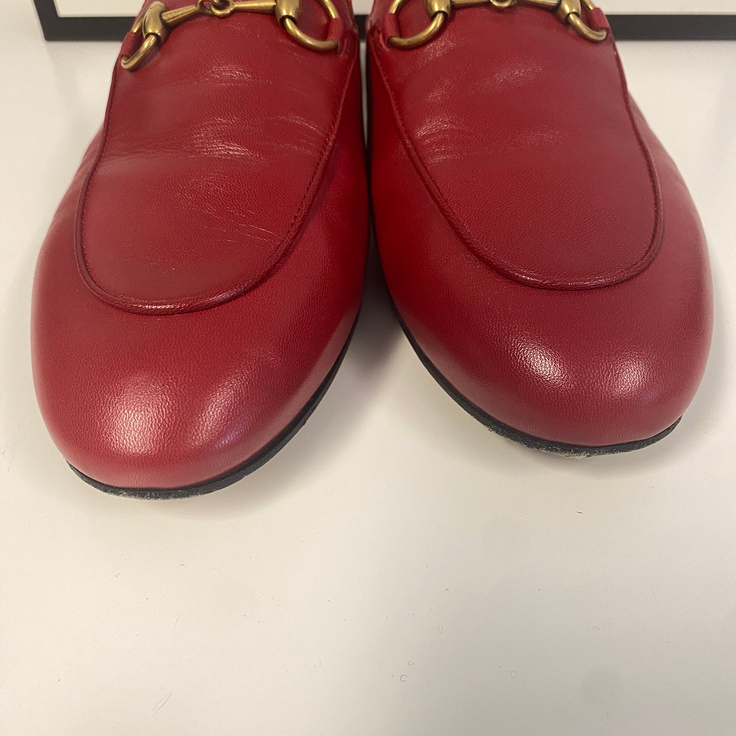 Gucci red leather Princeton slippers slides size 36 U.K. 3