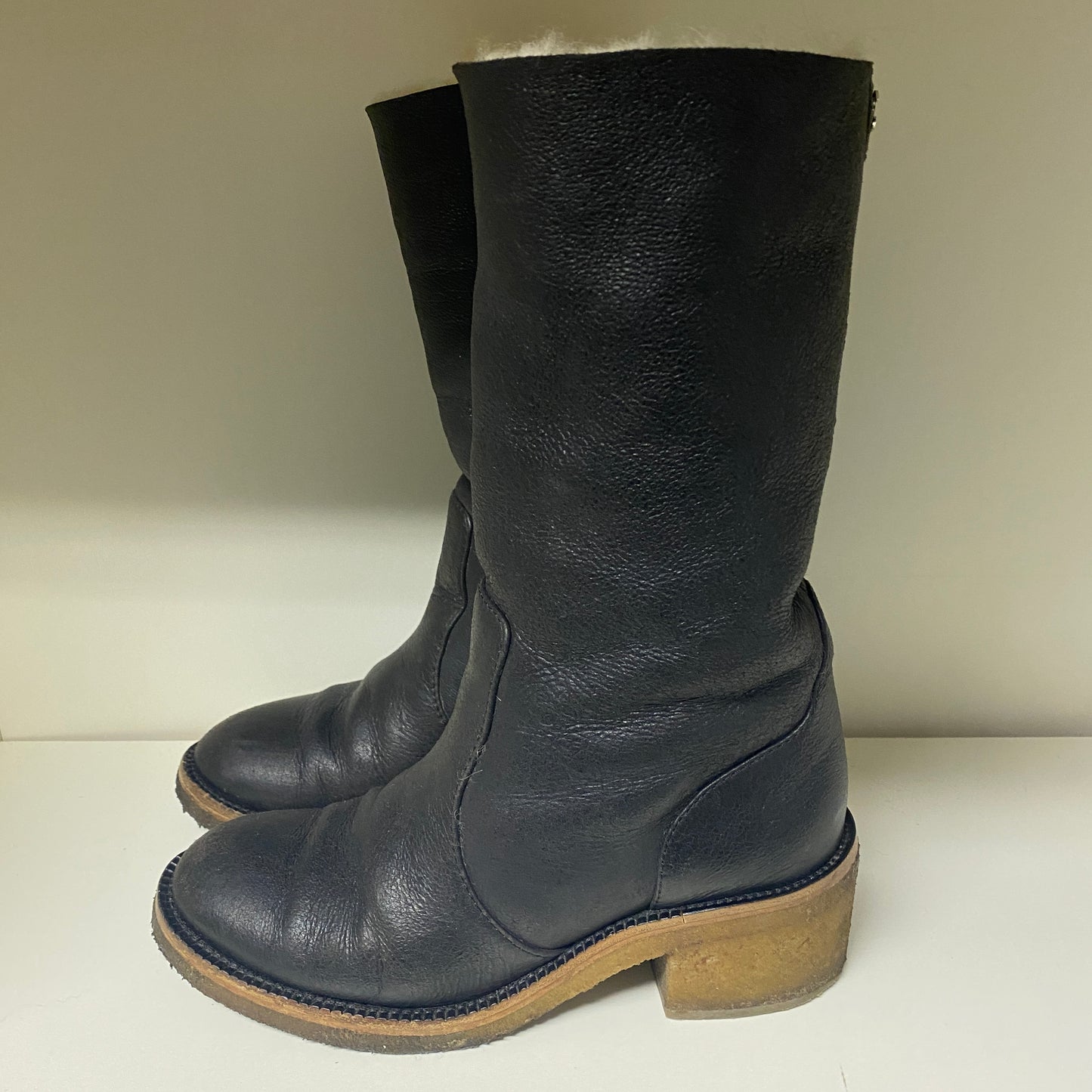 Chanel black leather CC boots size 36