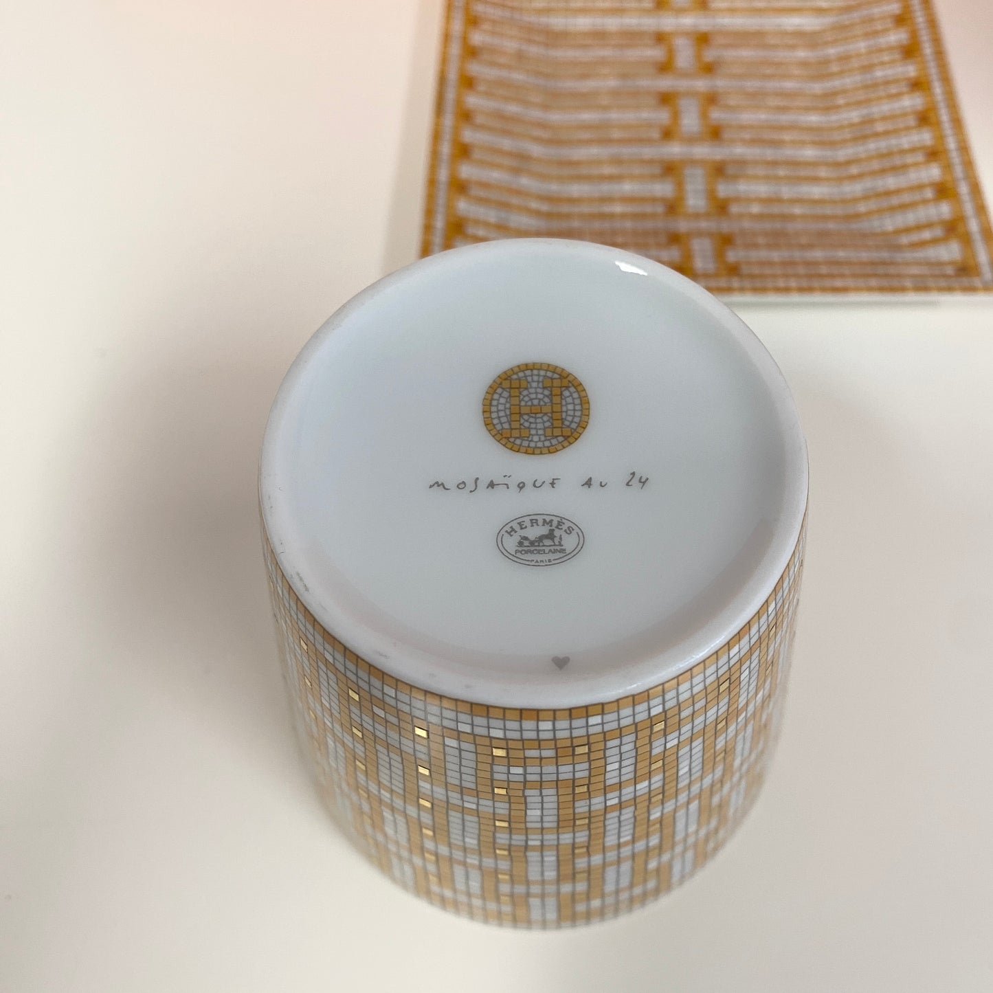 Hermes au 24 mosaic candle holder and plate. Boxed