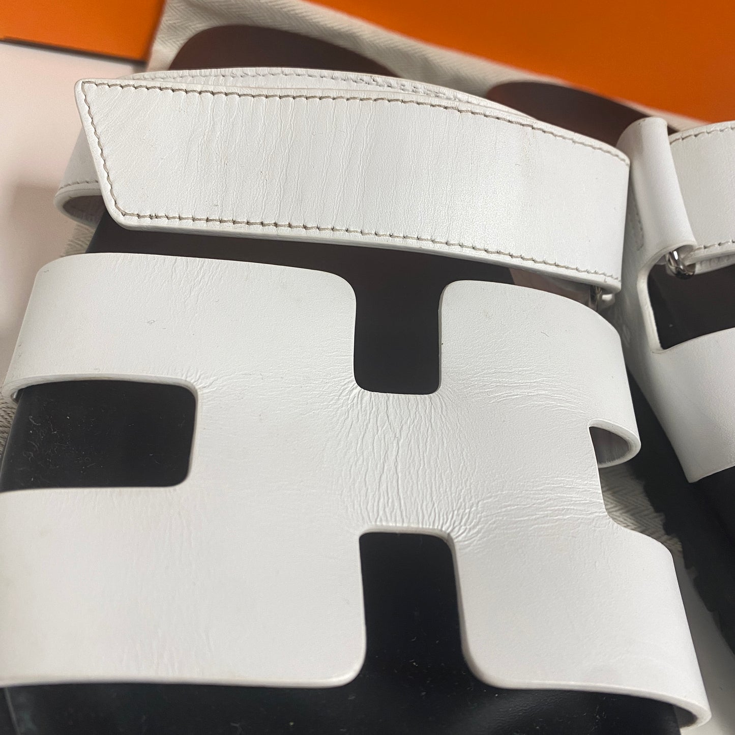 Hermes White Chypre Sandals  Size 40.5