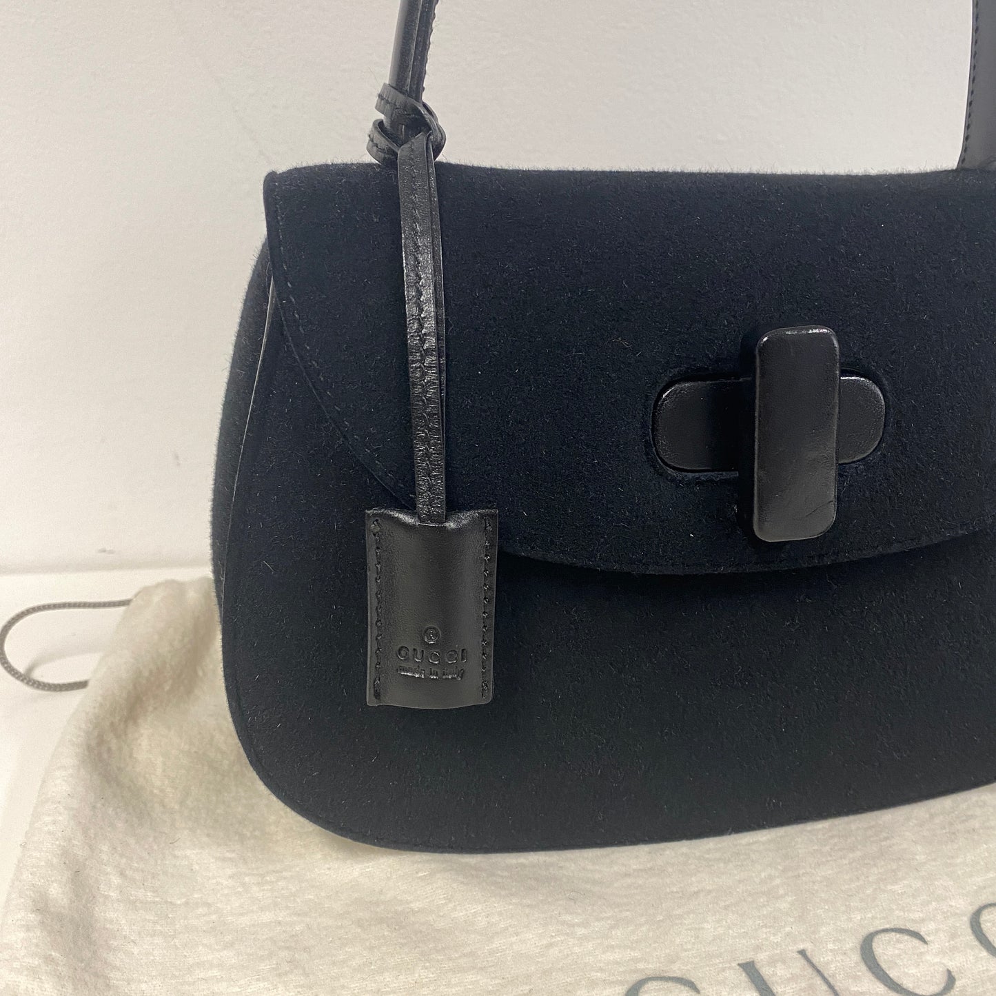 Gucci vintage top handle belvet & leather bag