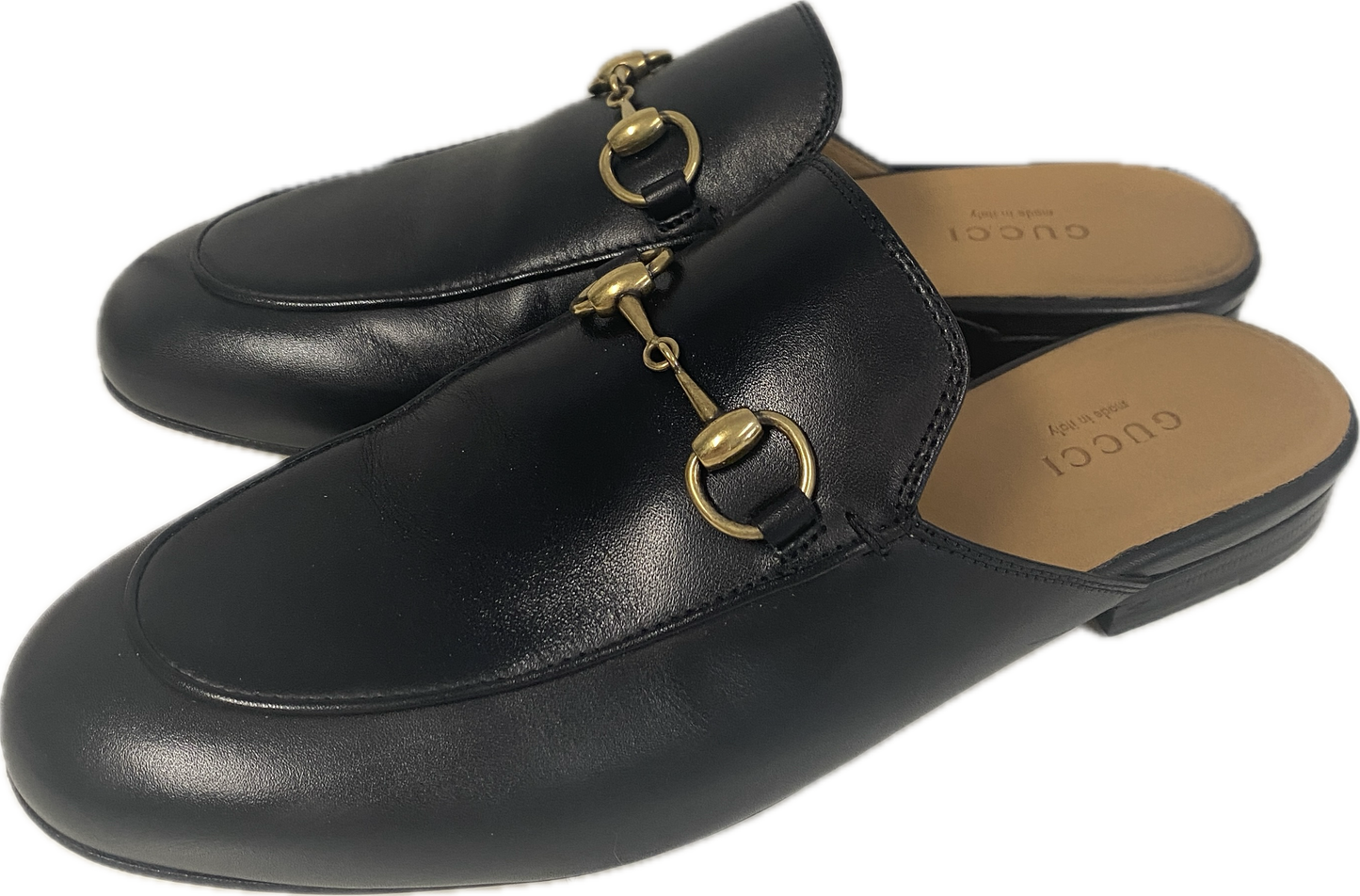 Gucci black leather princetown slippers slides size 36 3 U.K.