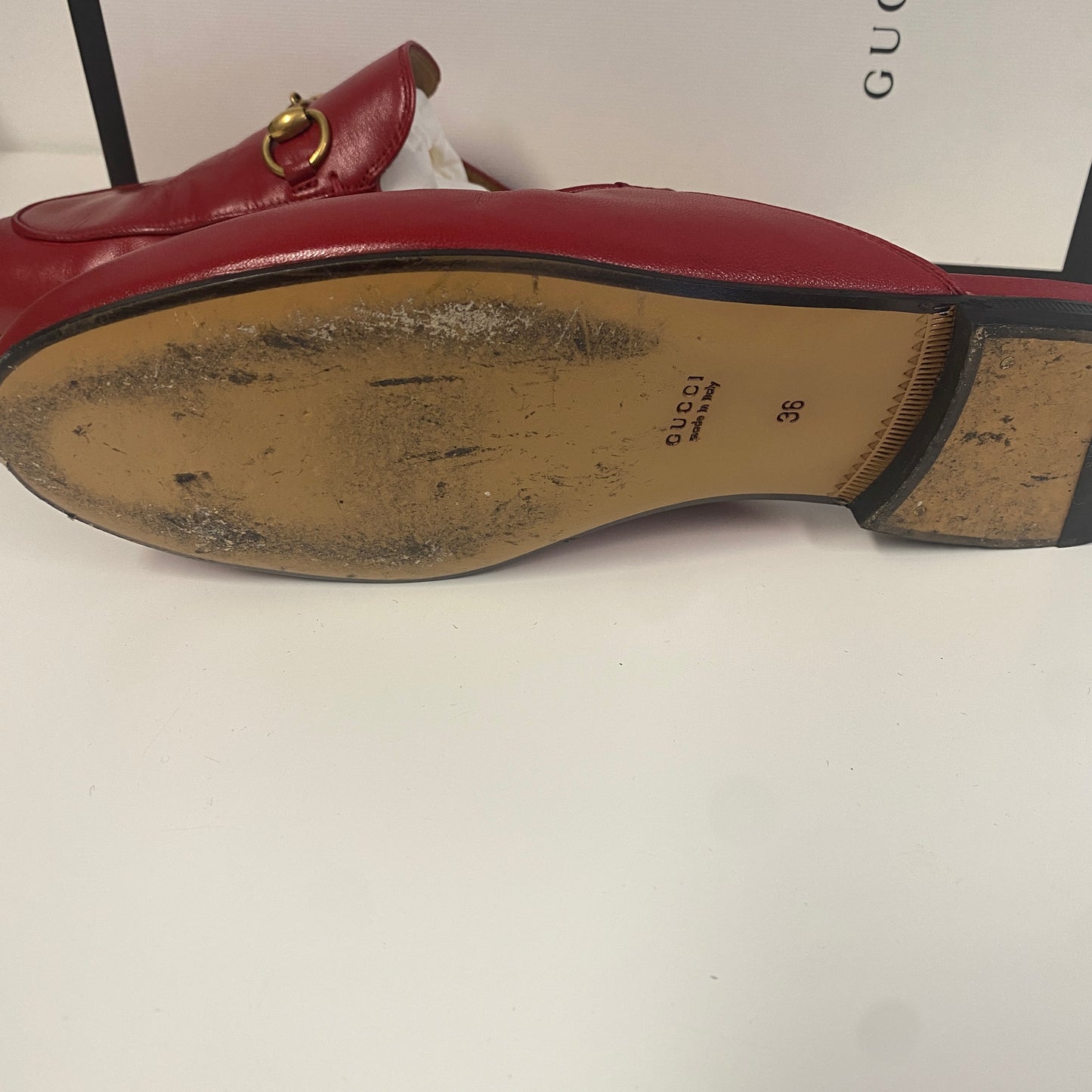 Gucci red leather Princeton slippers slides size 36 U.K. 3