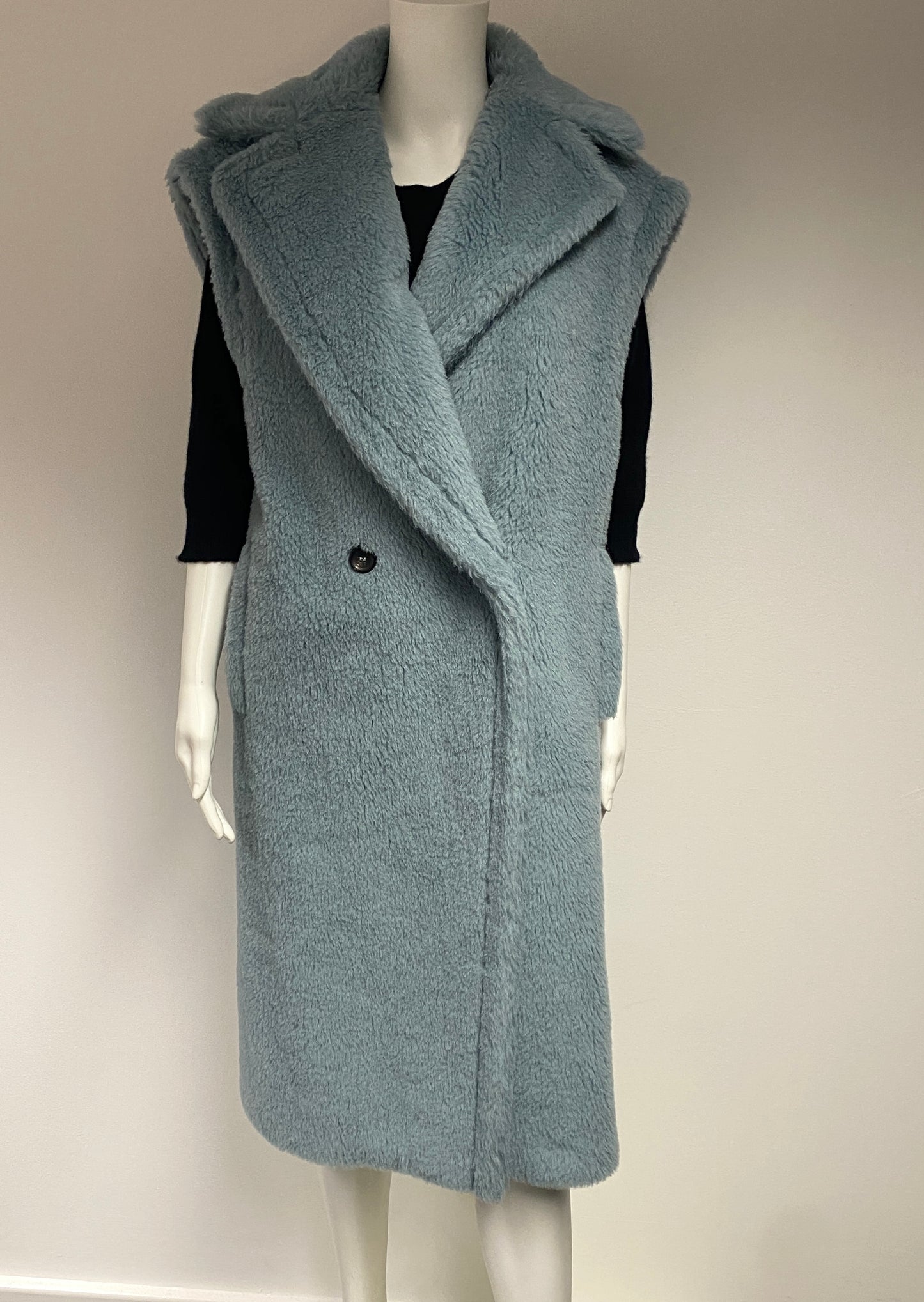 Max Mara Blue Alpaca Gettata Vest teddy coat size XS