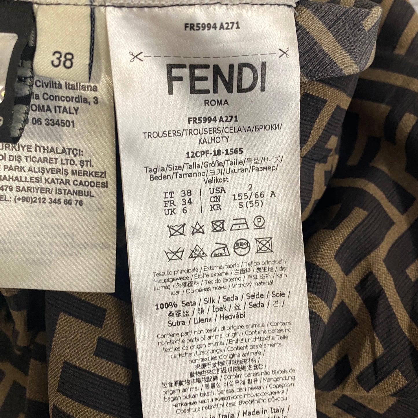 Fendi FF silk wide leg trousers Size 38 U.K. 6  Great condition