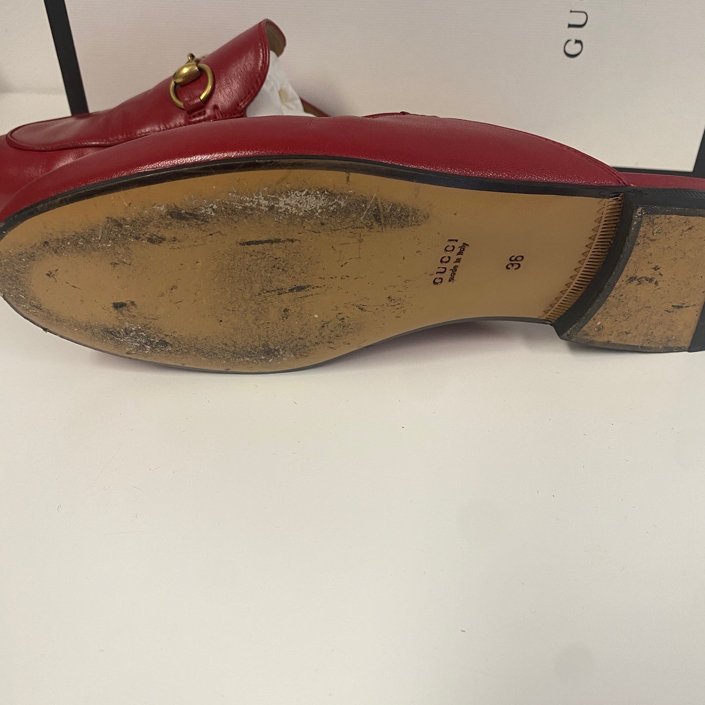 Gucci red leather Princeton slippers slides size 36 U.K. 3