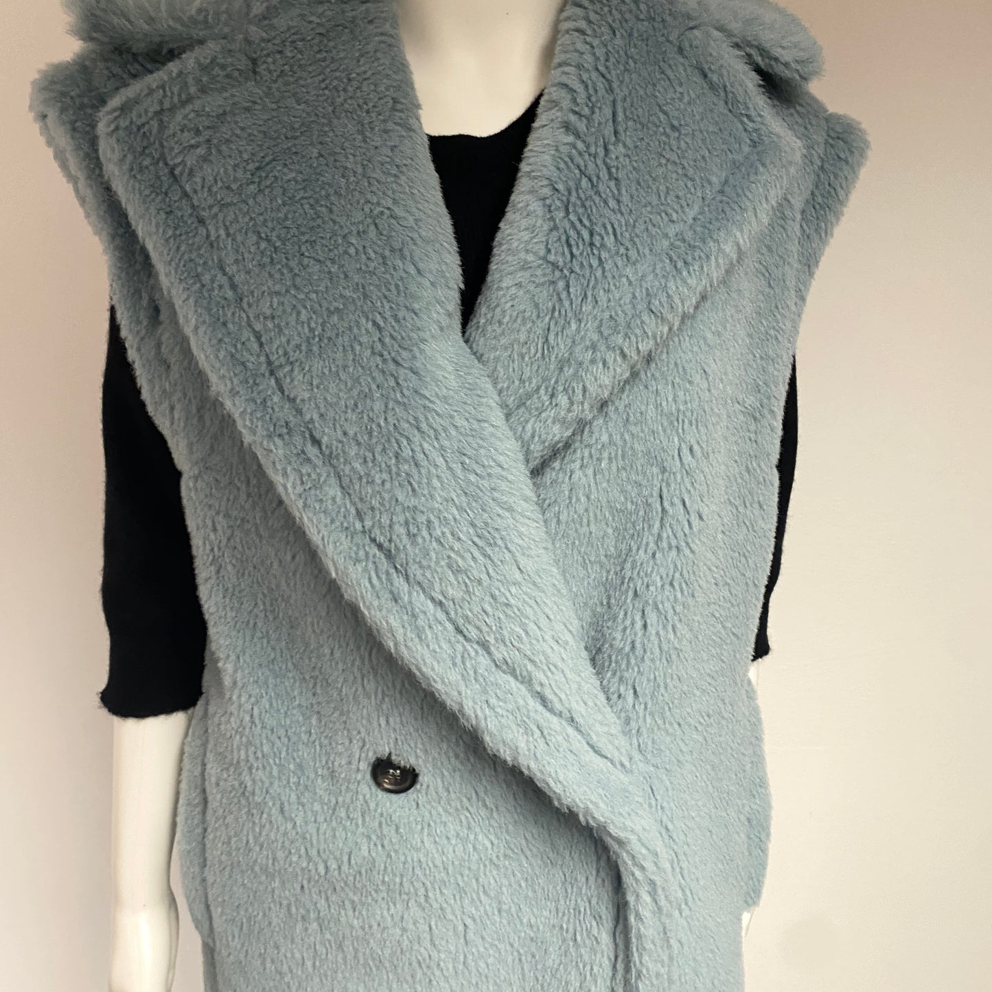 Max Mara Blue Alpaca Gettata Vest teddy coat size XS