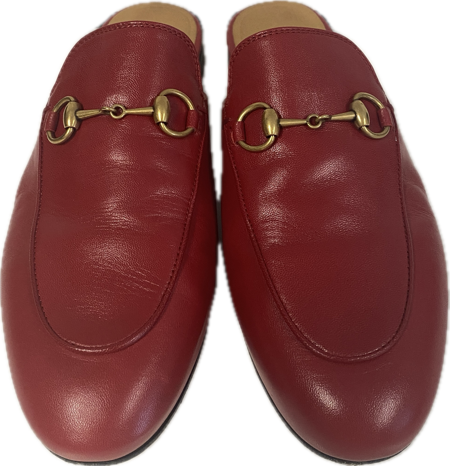 Gucci red leather Princeton slippers slides size 36 U.K. 3