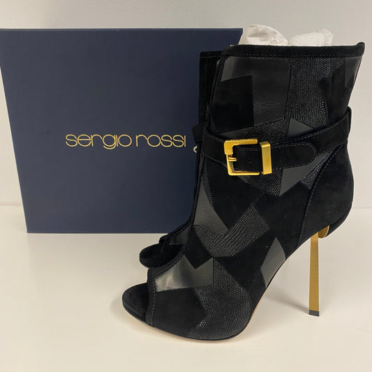 Sergio Rossi black suede and leather heels size 40 NEW