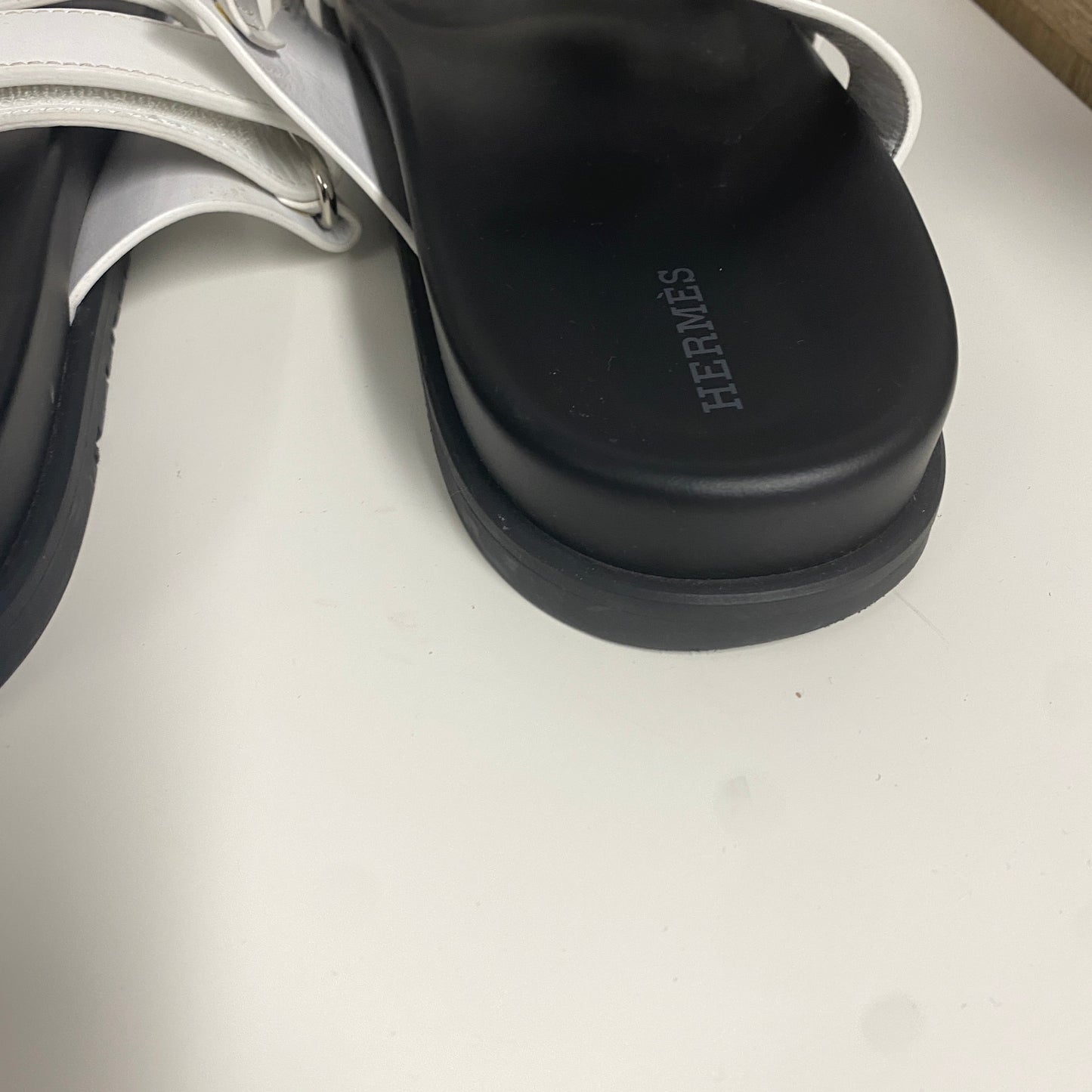 Hermes White Chypre Sandals  Size 40.5