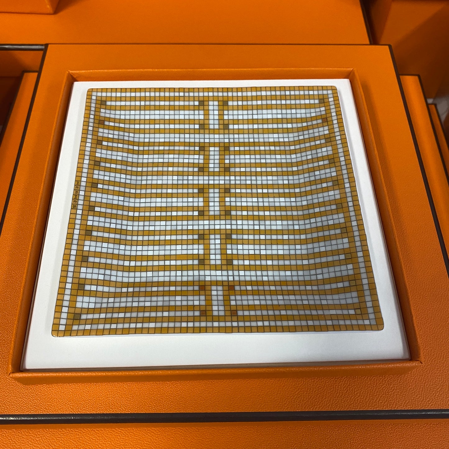 Hermes Mosaique au 24 gold set of 5 square plates cost £840