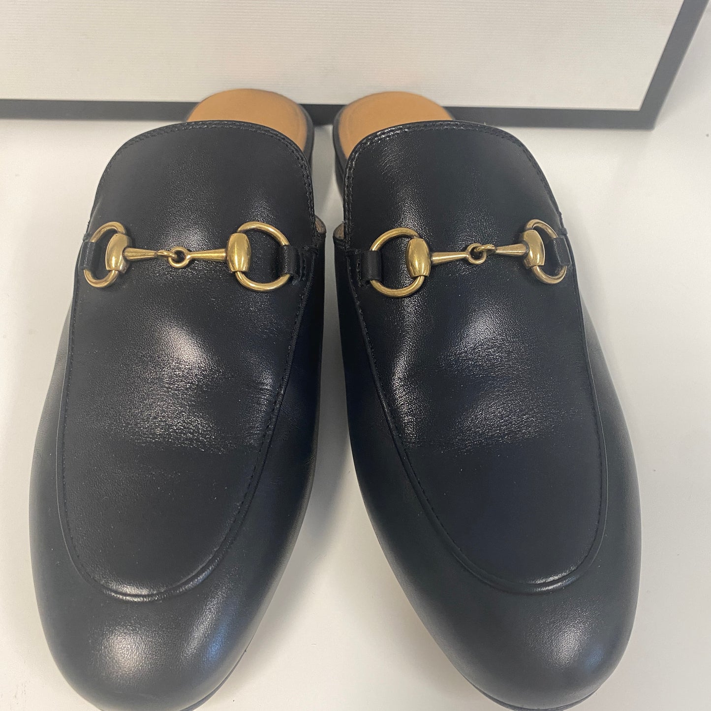 Gucci black leather princetown slippers slides size 36 3 U.K.