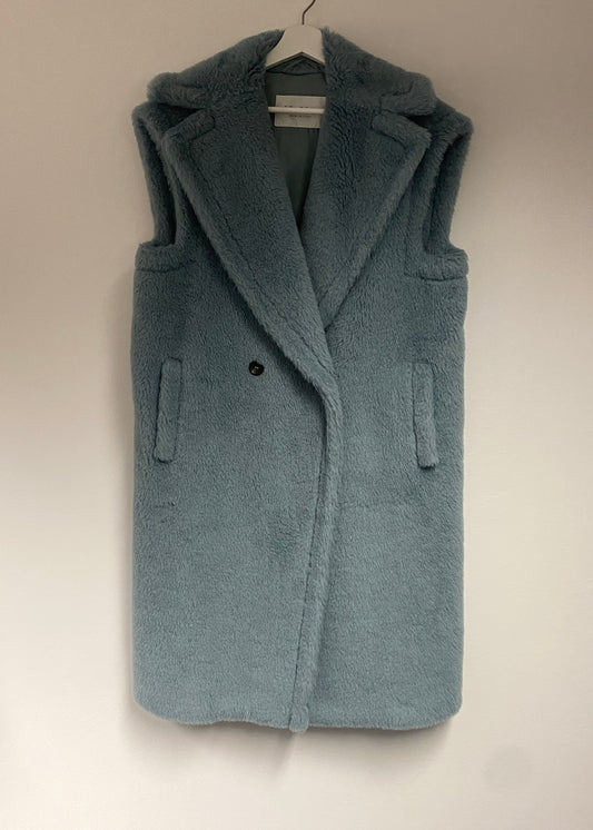 Max Mara Blue Alpaca Gettata Vest teddy coat size XS
