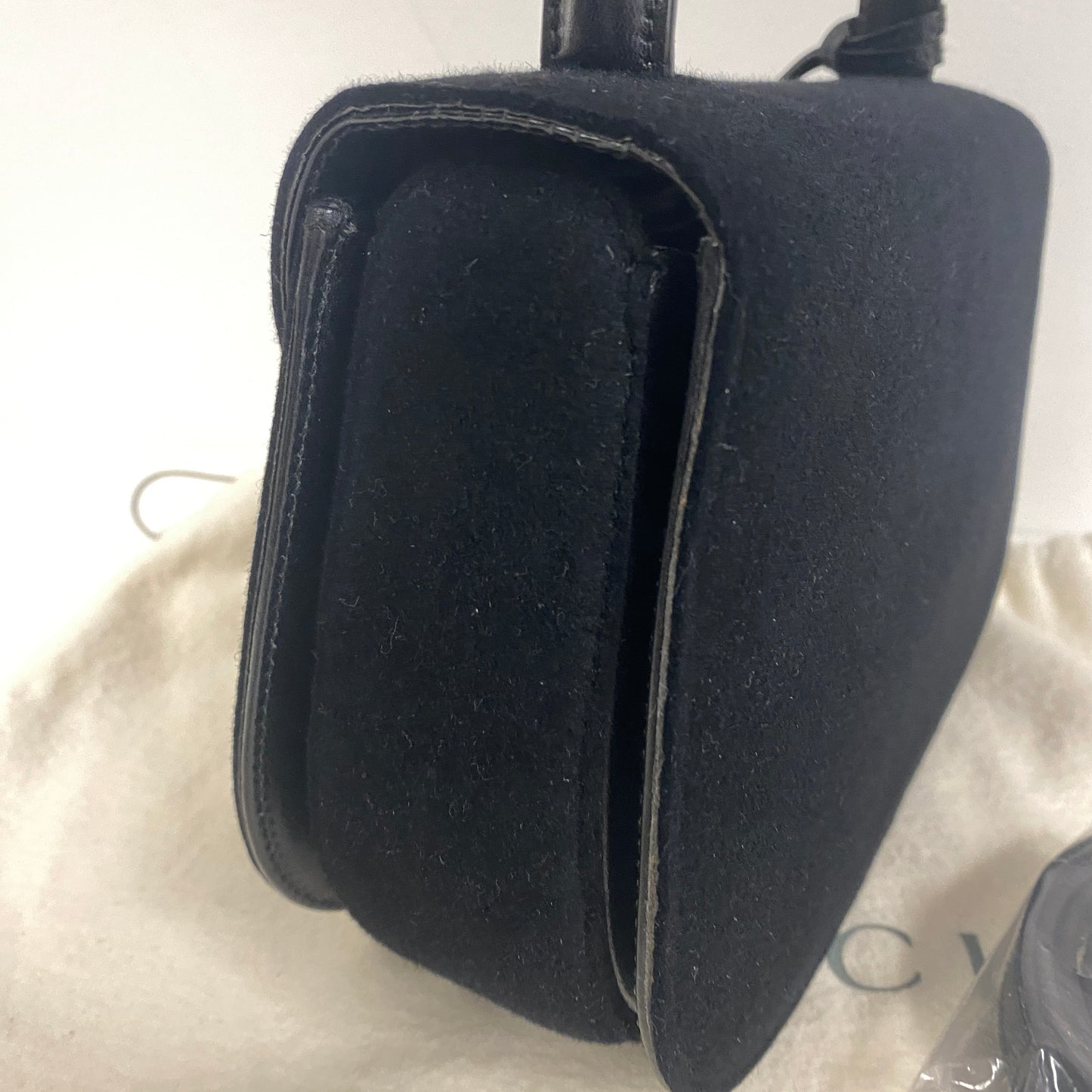 Gucci vintage top handle belvet & leather bag