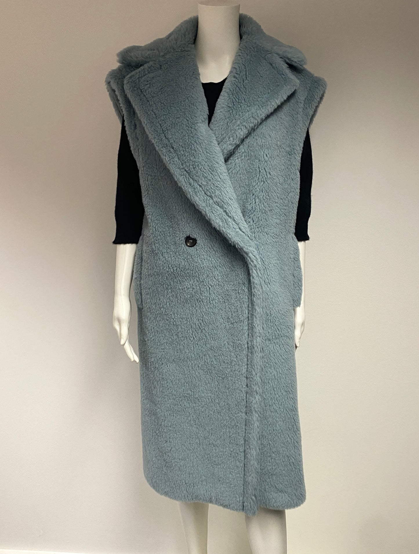 Max Mara Blue Alpaca Gettata Vest teddy coat size XS