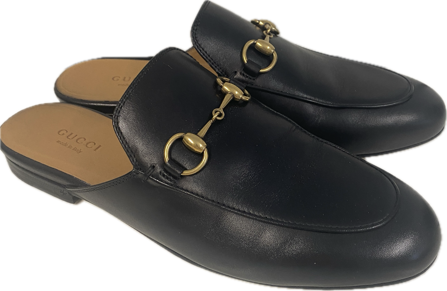 Gucci black leather princetown slippers slides size 36 3 U.K.