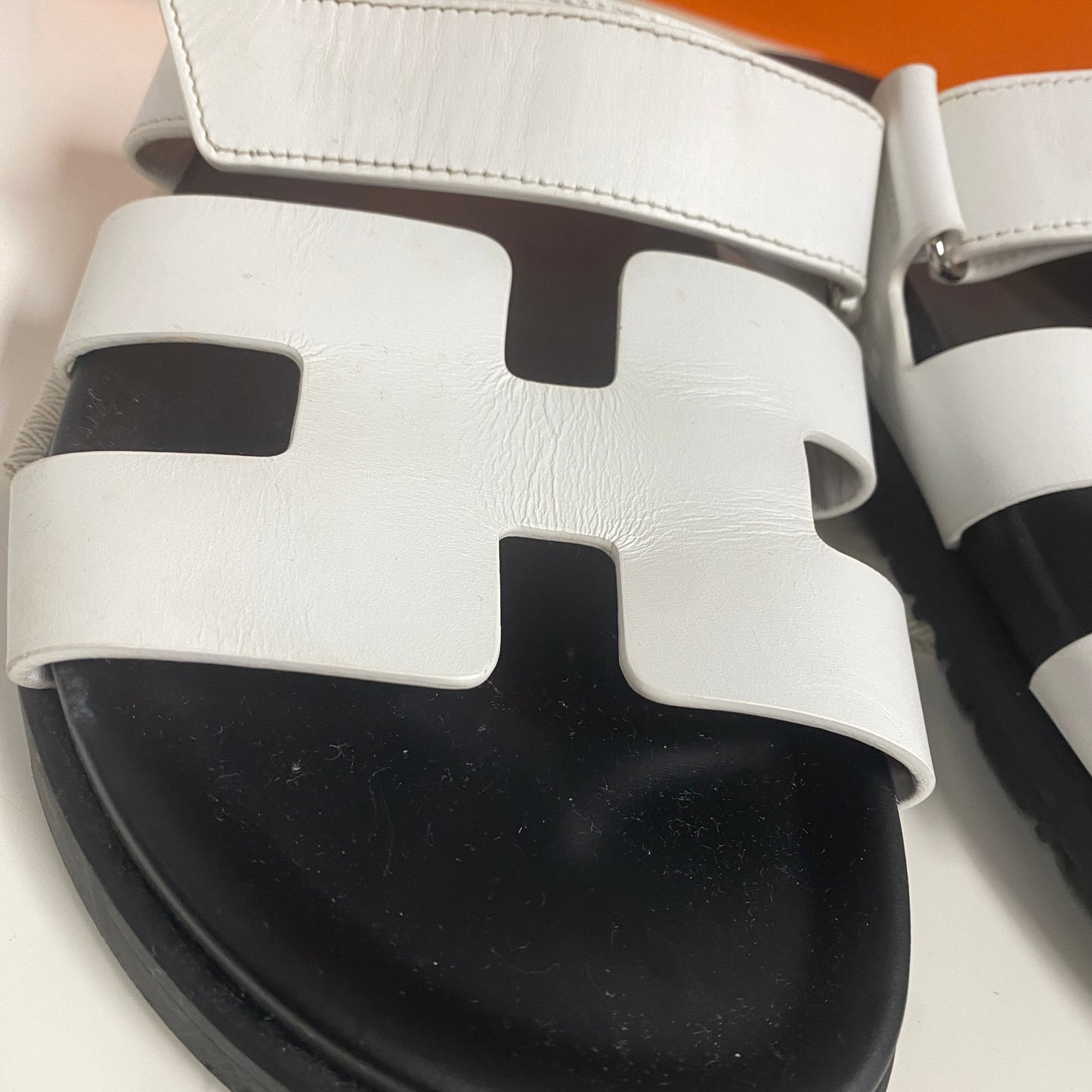Hermes White Chypre Sandals  Size 40.5