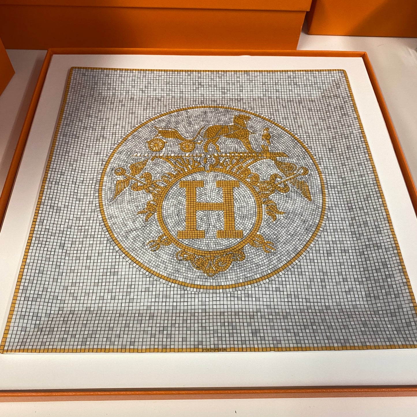Hermes Mosaique au 24 gold set of 5 square plates cost £840