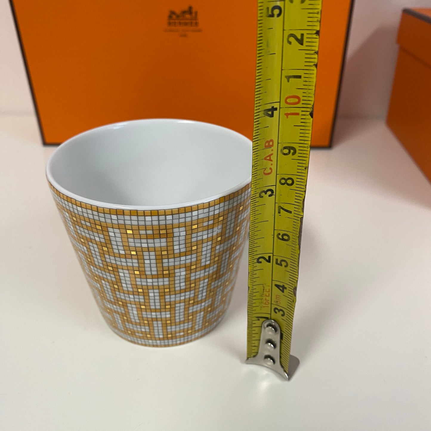 Hermes au 24 mosaic candle holder and plate. Boxed