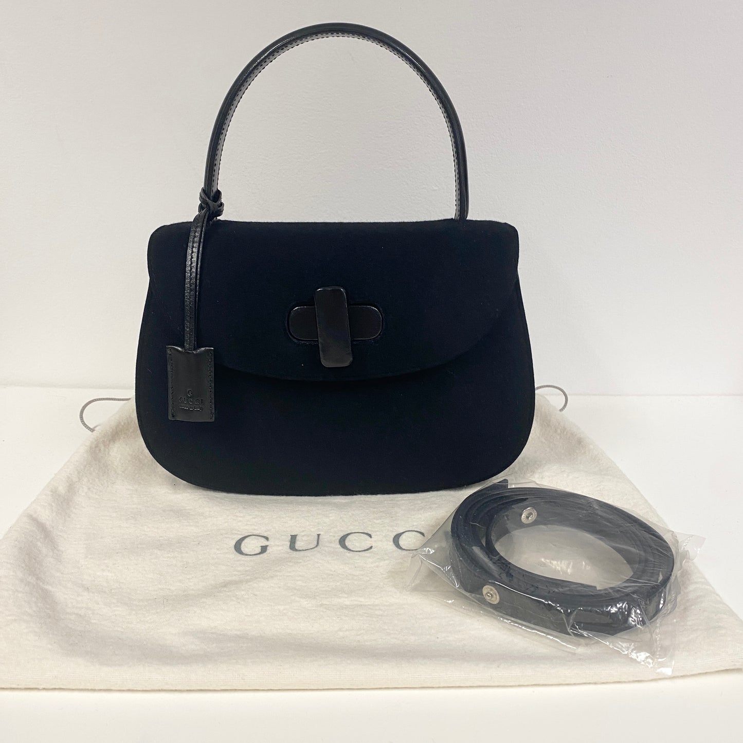 Gucci vintage top handle belvet & leather bag