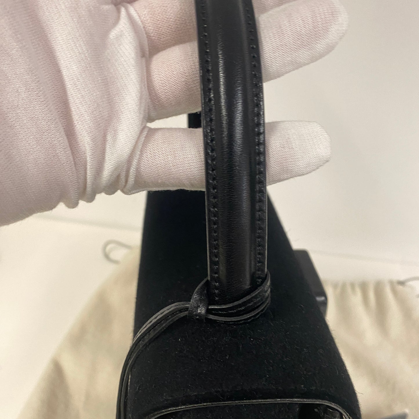 Gucci vintage top handle belvet & leather bag