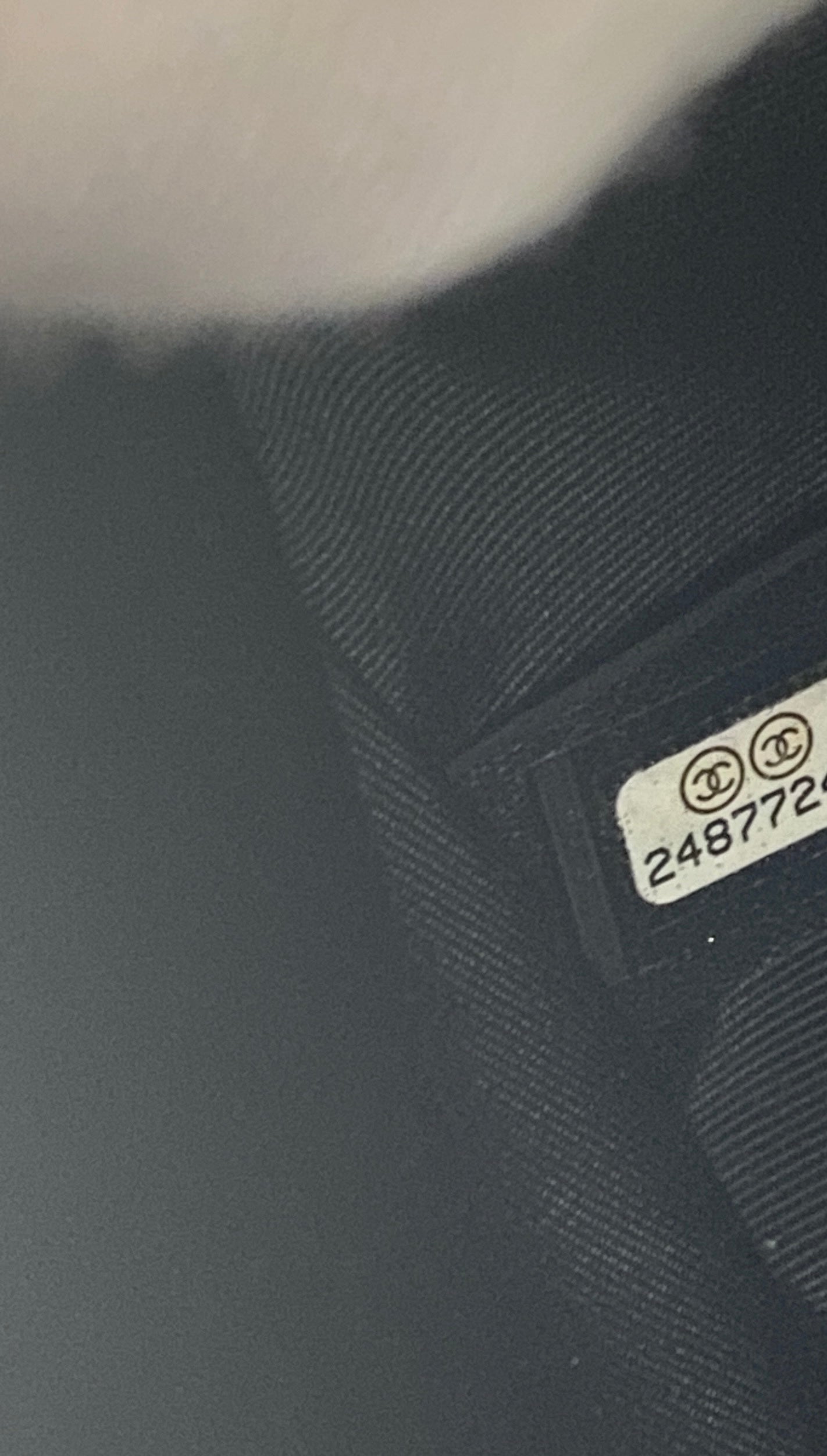 Chanel black patent leather glitter chevron boy bag