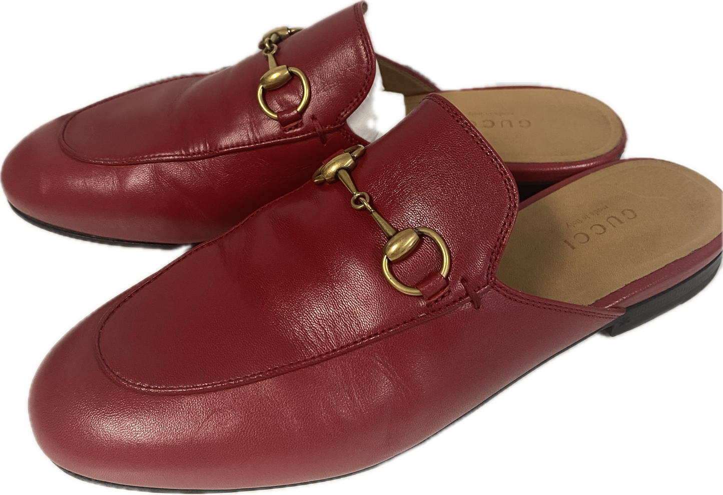 Gucci red leather Princeton slippers slides size 36 U.K. 3