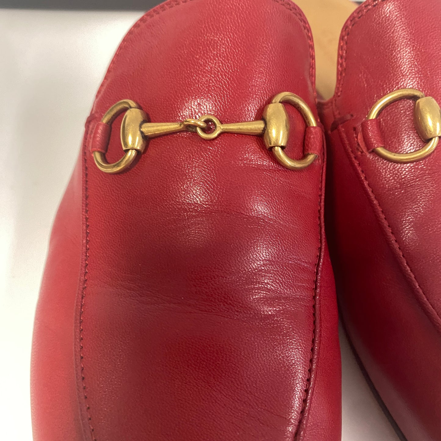 Gucci red leather Princeton slippers slides size 36 U.K. 3