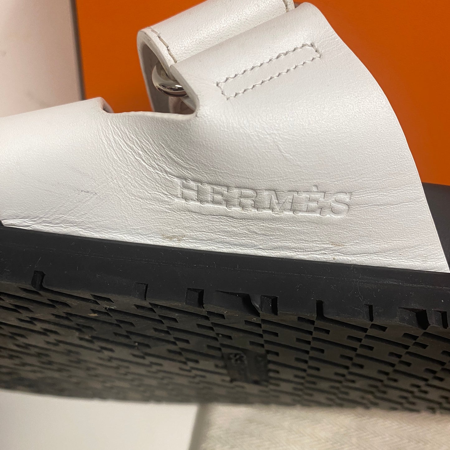 Hermes White Chypre Sandals  Size 40.5