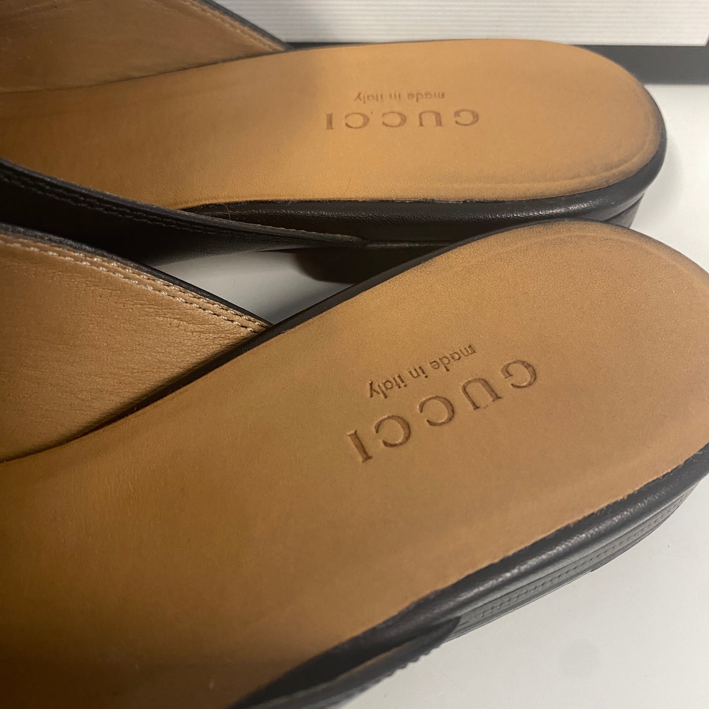 Gucci black leather princetown slippers slides size 36 3 U.K.