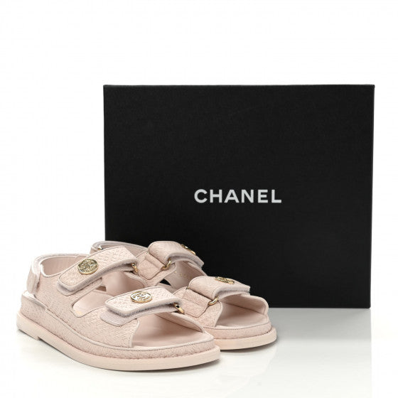 Chanel pink leather dad sandals size 37 U.K. 4