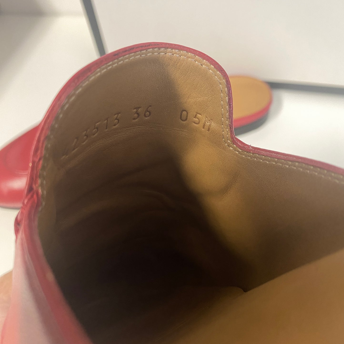 Gucci red leather Princeton slippers slides size 36 U.K. 3