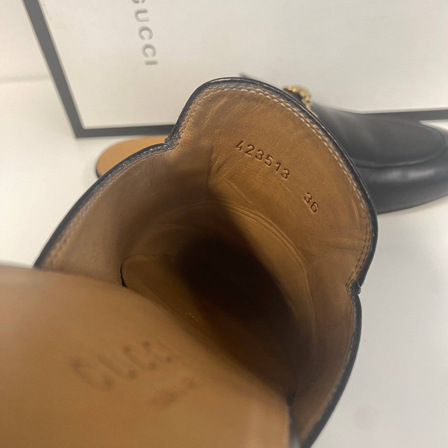 Gucci black leather princetown slippers slides size 36 3 U.K.