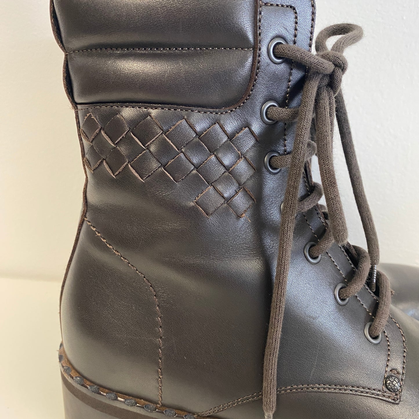 Bottega Veneta brown leather biker boots size 38.5