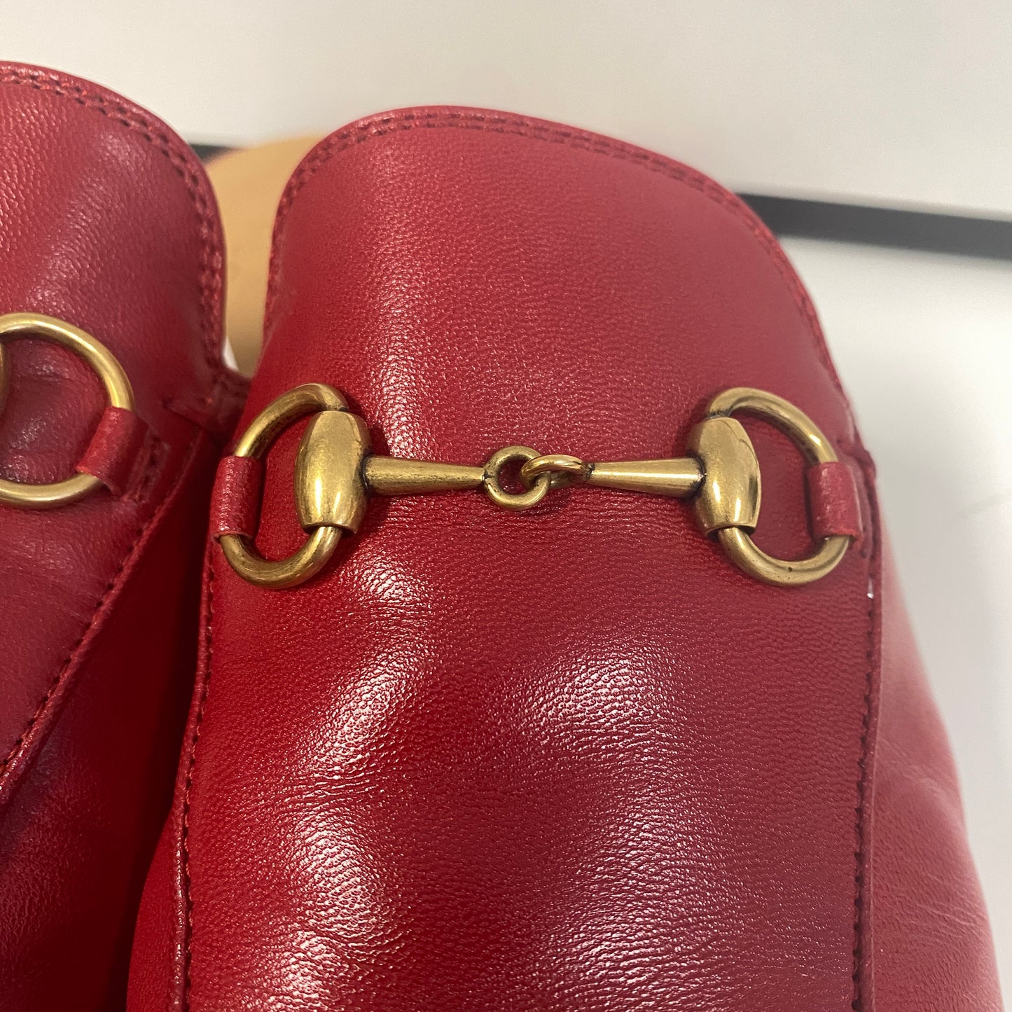 Gucci red leather Princeton slippers slides size 36 U.K. 3