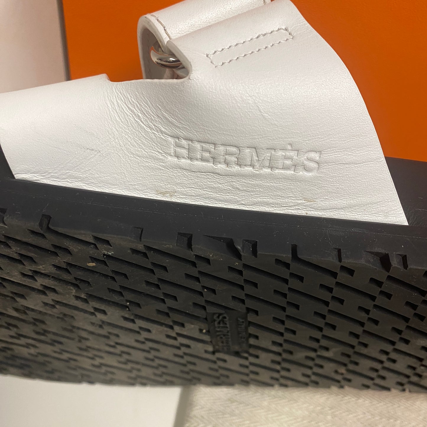 Hermes White Chypre Sandals  Size 40.5