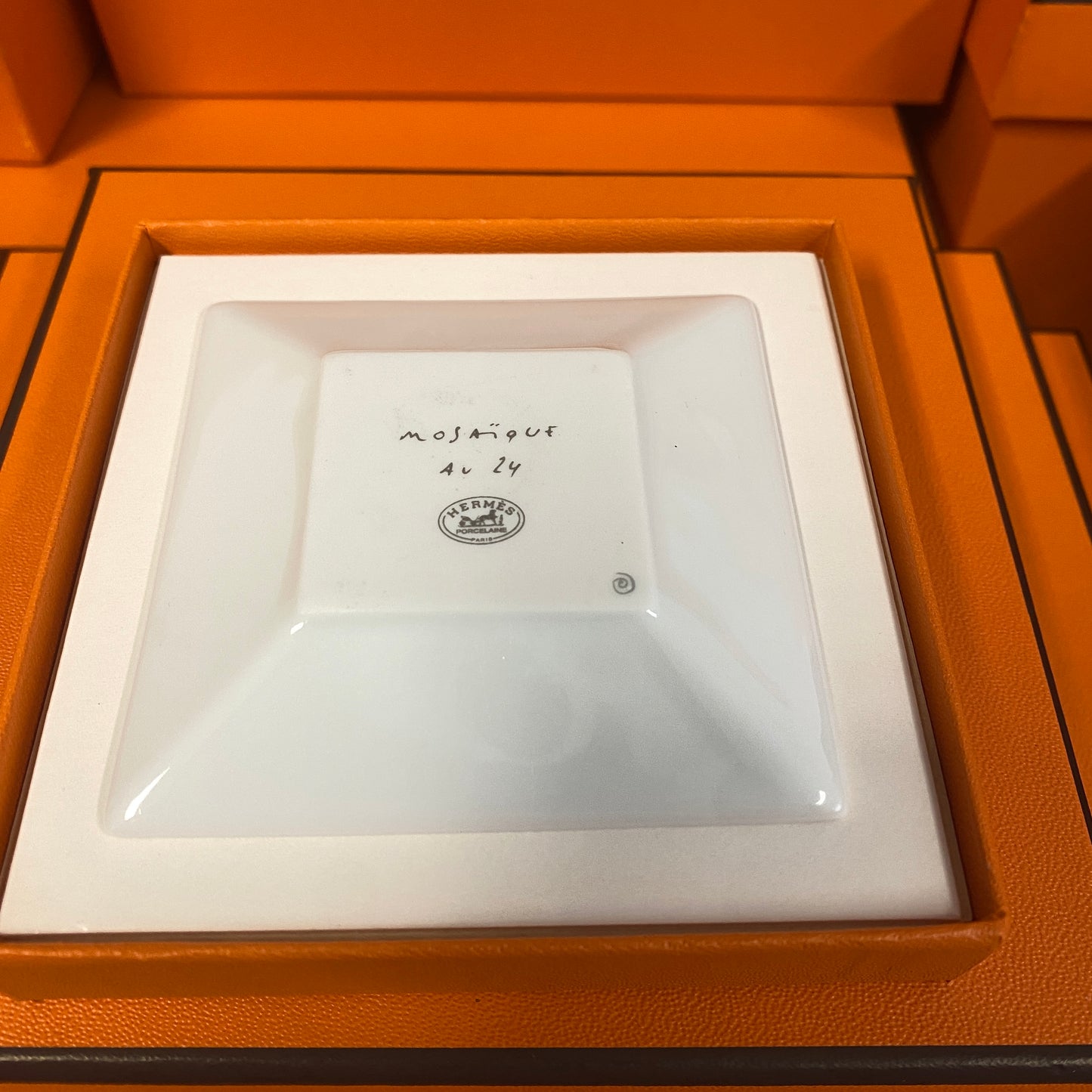 Hermes Mosaique au 24 gold set of 5 square plates cost £840