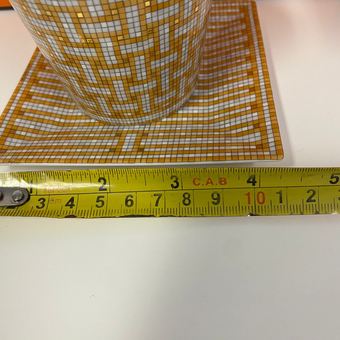 Hermes au 24 mosaic candle holder and plate. Boxed