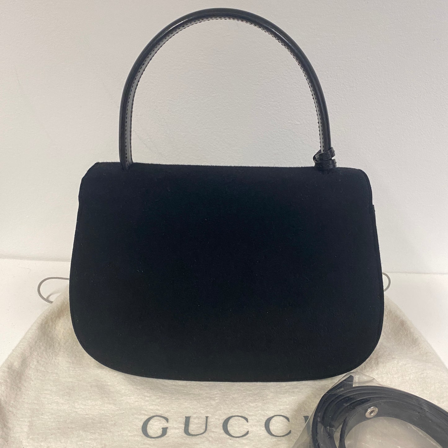 Gucci vintage top handle belvet & leather bag