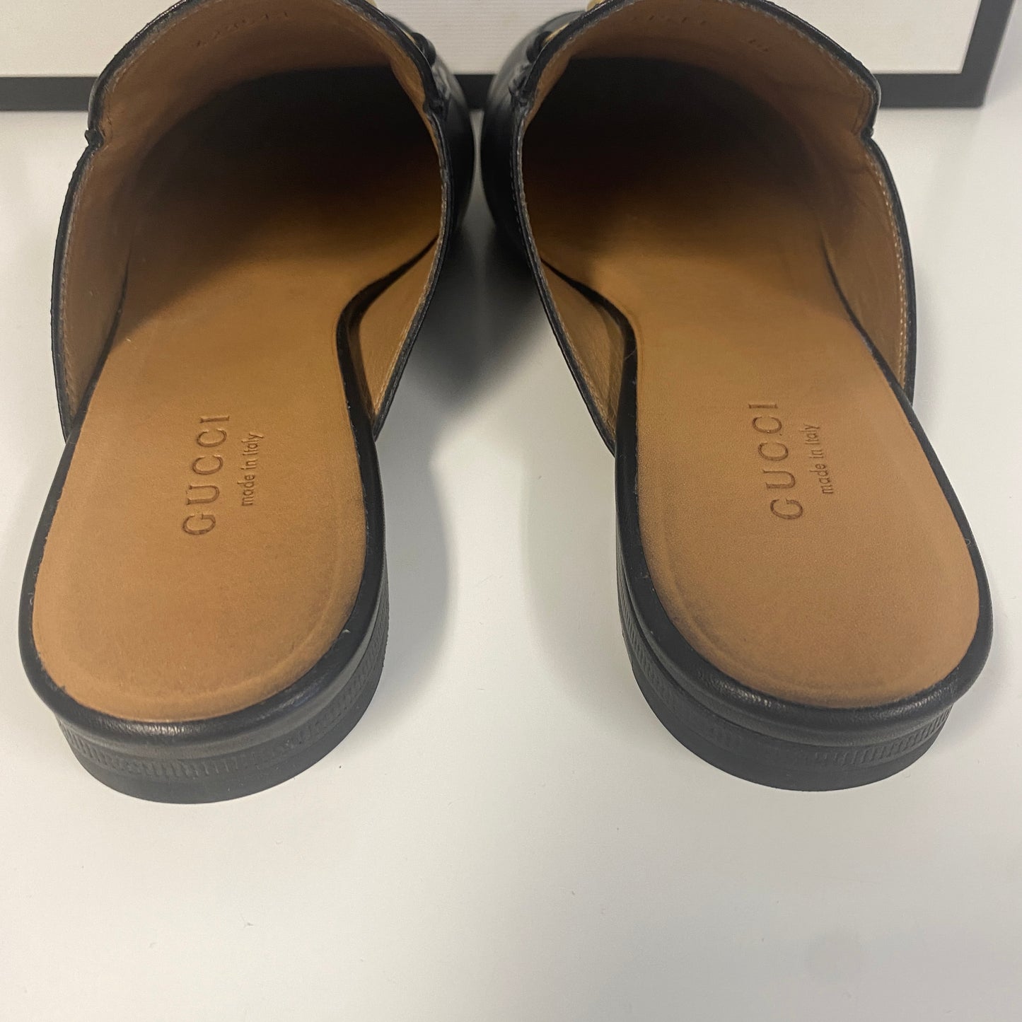 Gucci black leather princetown slippers slides size 36 3 U.K.
