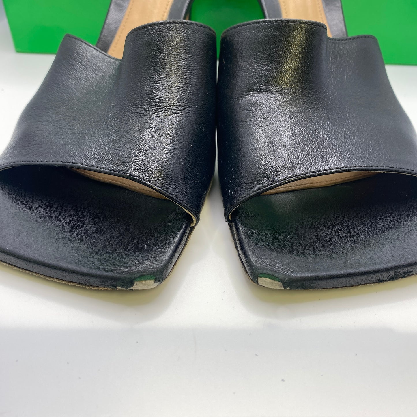 bottega veneta black leather stretch mules size 37.5 uk 4.5