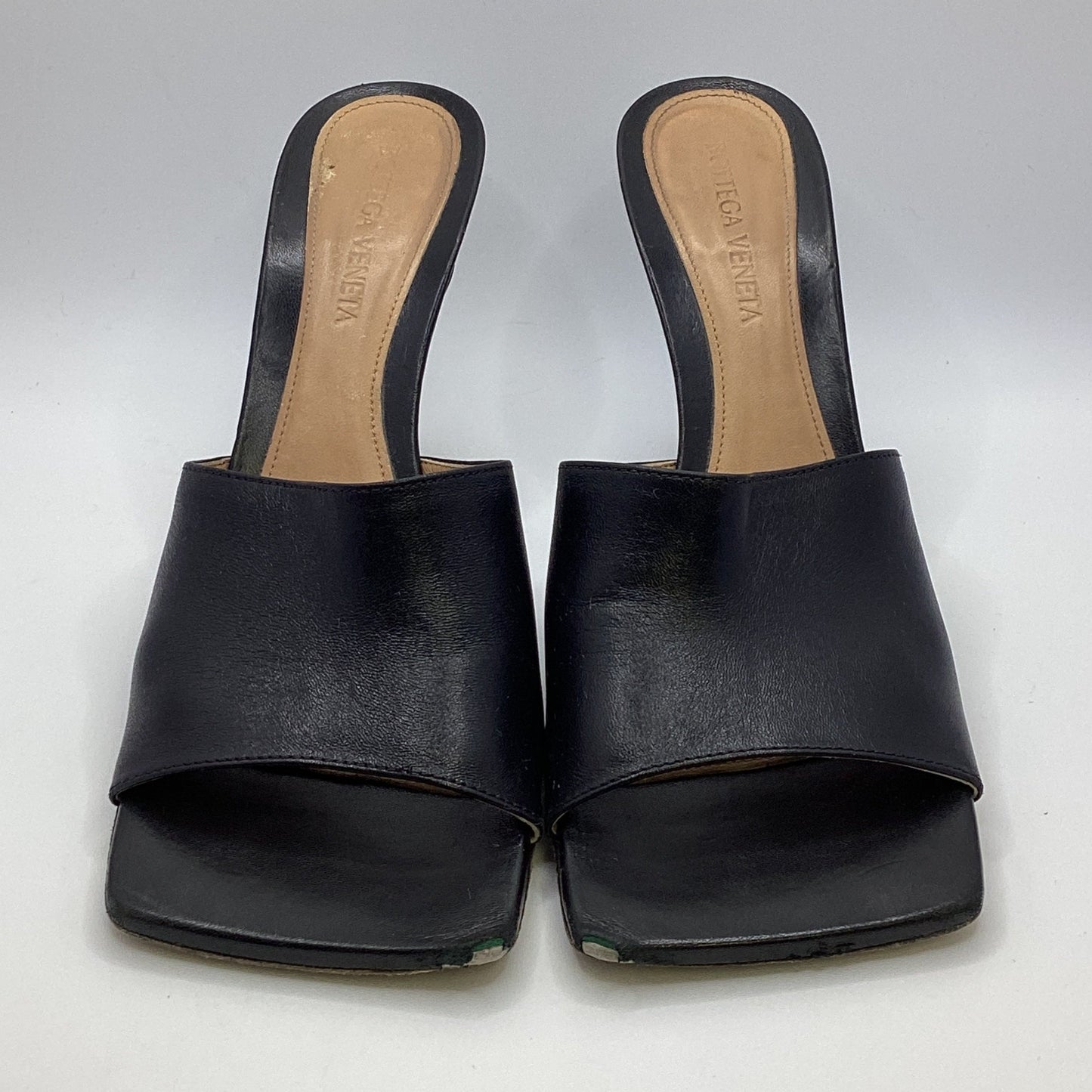 bottega veneta black leather stretch mules size 37.5 uk 4.5