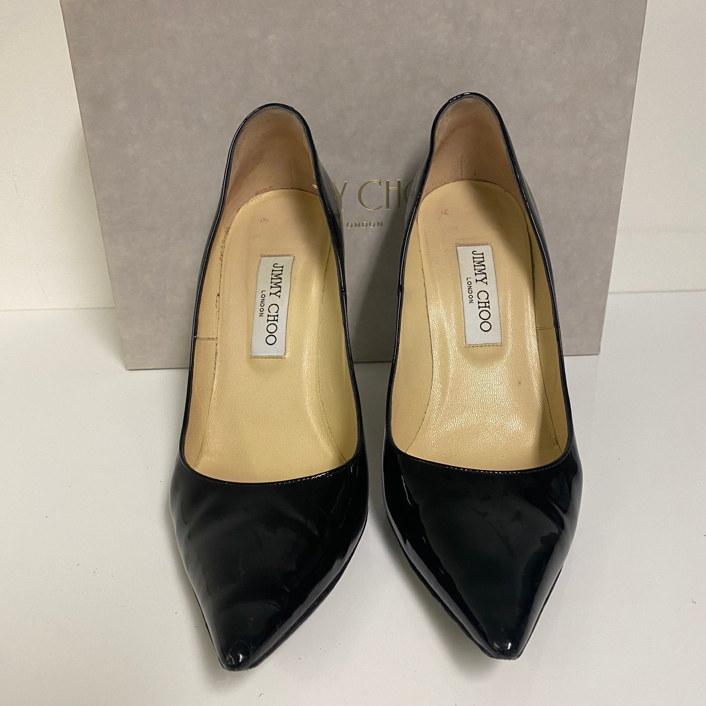 Jimmy Vhoo black patent leather heels size 40.5