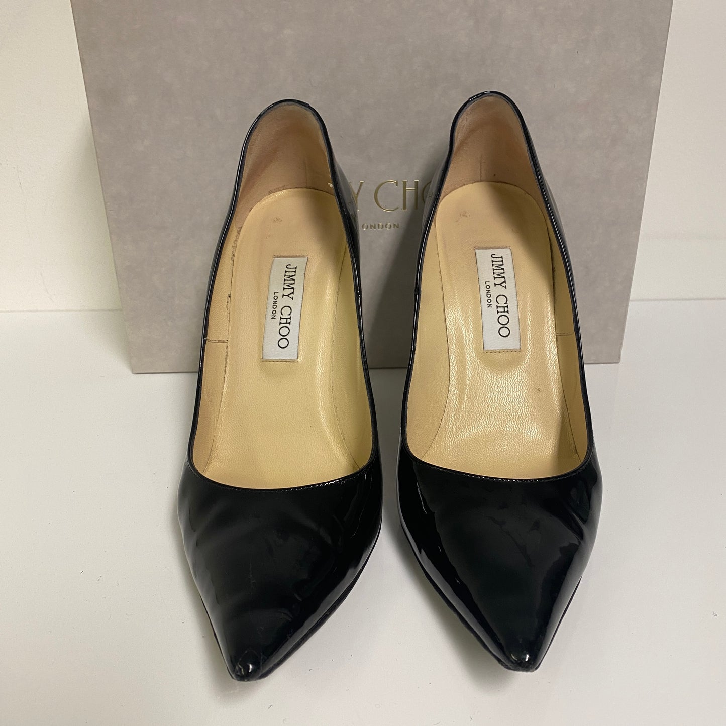 Jimmy Vhoo black patent leather heels size 40.5