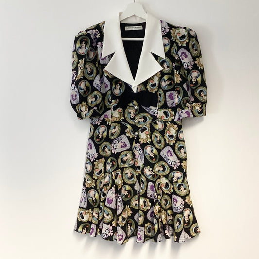 Alessandra Rich Silk Cameo Print Dress Size 44 Uk 12